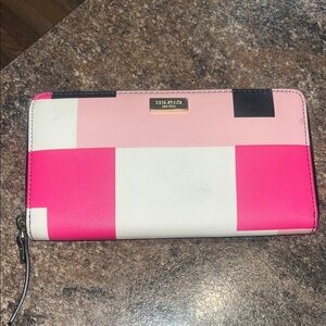 Kate Spade Pink, Black, and White Colorblock Wallet